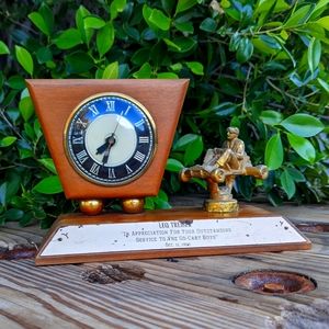 Lanshire Self Starting Clock Model T3 Vintage Trophy Cart Racing Wood Brass